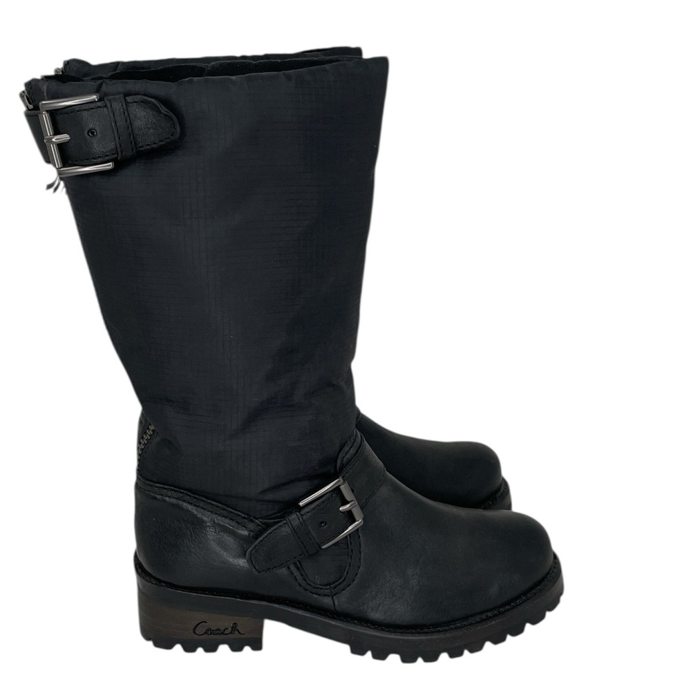 Coach Women's Black Boots Betsie Mid Calf Leather Nylon Lug Sole Size 6.5 - Picture 4 of 11